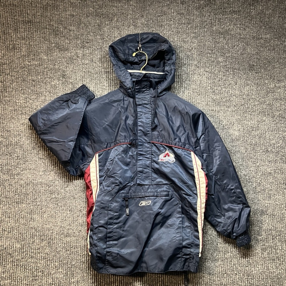 Vintage Reebok‎ Colorado Avalanche Jacket Kids Medium 10-12 Navy Blue NHL Hockey